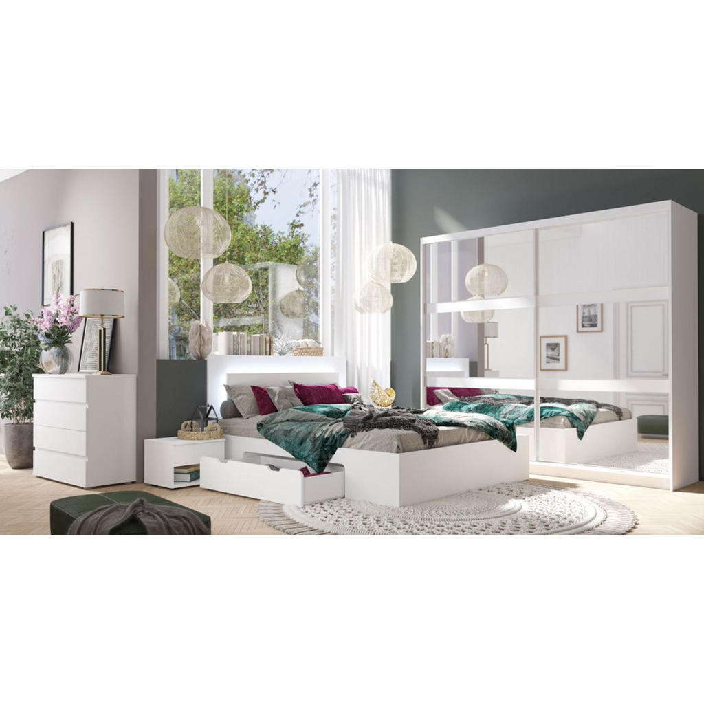 Thumbnail - Feldmann-Wohnen Schlafzimmer-Set, Weiß, Holz, 10 Fächer, 8 Schubladen, Rechteckig,Rechteckig, 180x200 cm, Schlafzimmer, ...