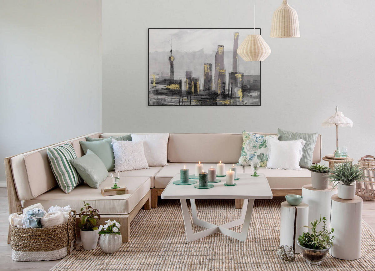 ACRYLBILD HANDGEMALT 100/70 cm - Schwarz/Grau, Holz/Textil (100/70cm) - KUNSTLOFT