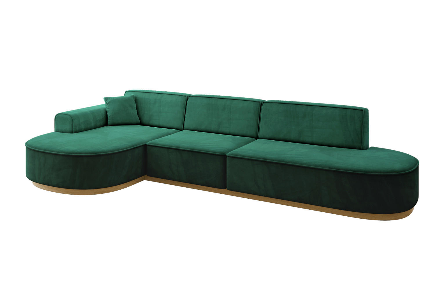 ECKSOFA Ottomane Links MARI-L2-v2 - 328x171x83 cm Grün Velours - Grün, Holzwerkstoff/Textil (328/171cm) - ALTDECOR