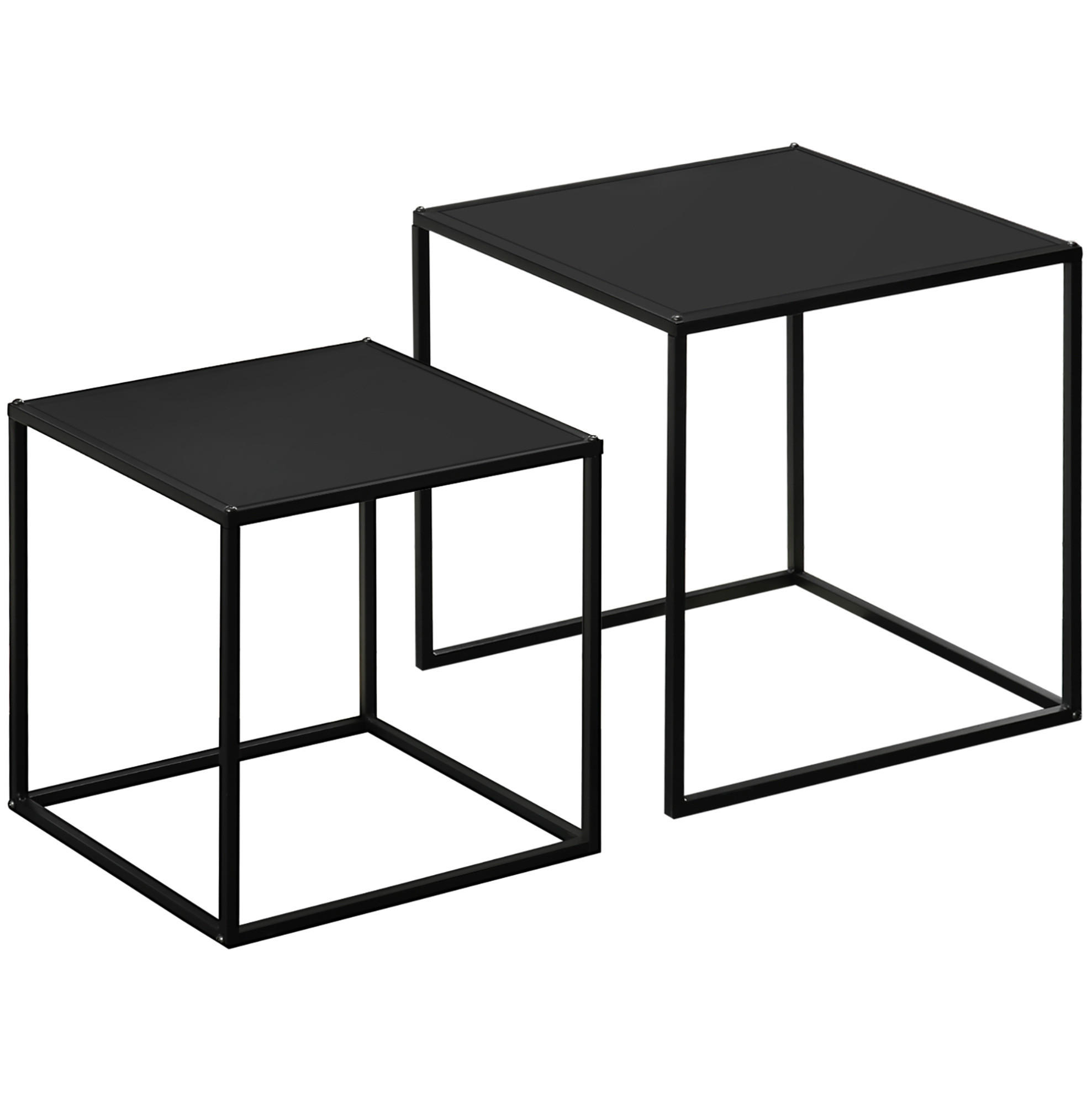 Redom KONFERENČNÍ stolek 40/40/40 cm, sada 2 ks, moderní design, ocelová konstrukce, černá