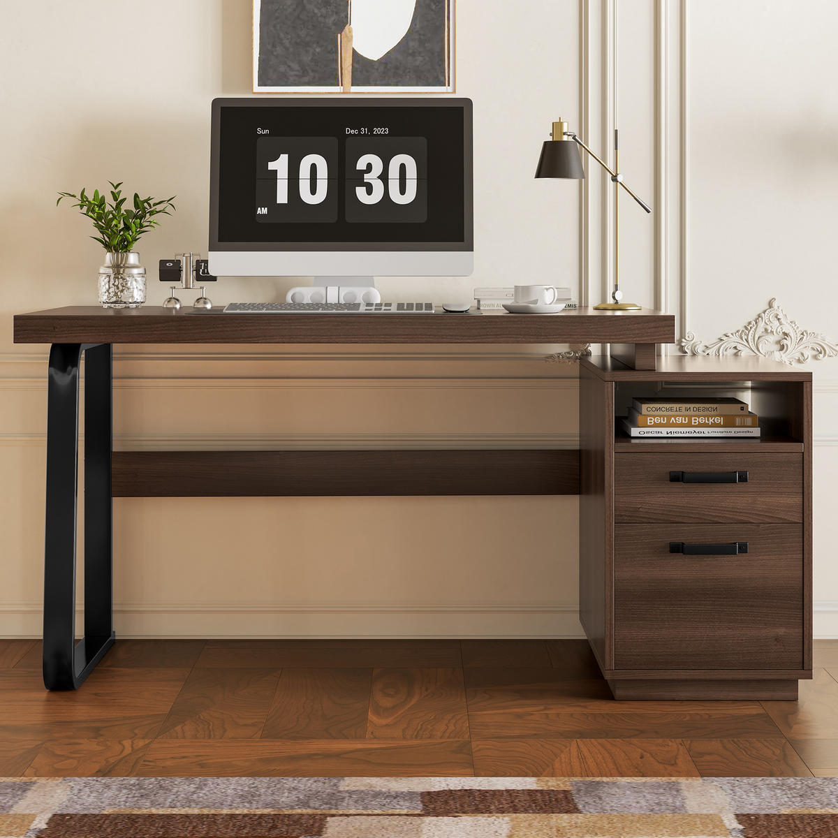 SCHREIBTISCH Braun 161/54/76 cm mit Schublade und offenem Fach - Braun, Holzwerkstoff (54/161/76.4cm) - PANGIVO