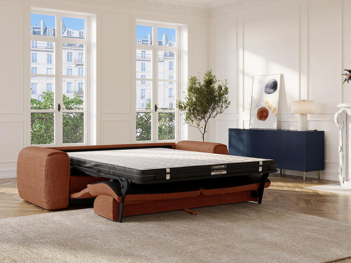 SCHLAFSOFA - 4 Personen - stoff - terracotta Pognia - Terracotta, Kunststoff/Textil (236/73/100cm) - Vente-Unique