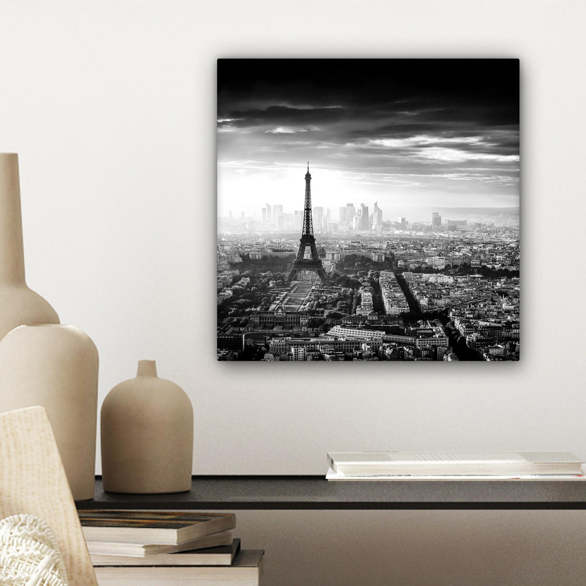 LEINWANDBILD Paris - Skyline - Eiffelturm - Stadt - Wolken 20x20 cm - Dunkelgrau, Textil (20/20cm) - MuchoWow