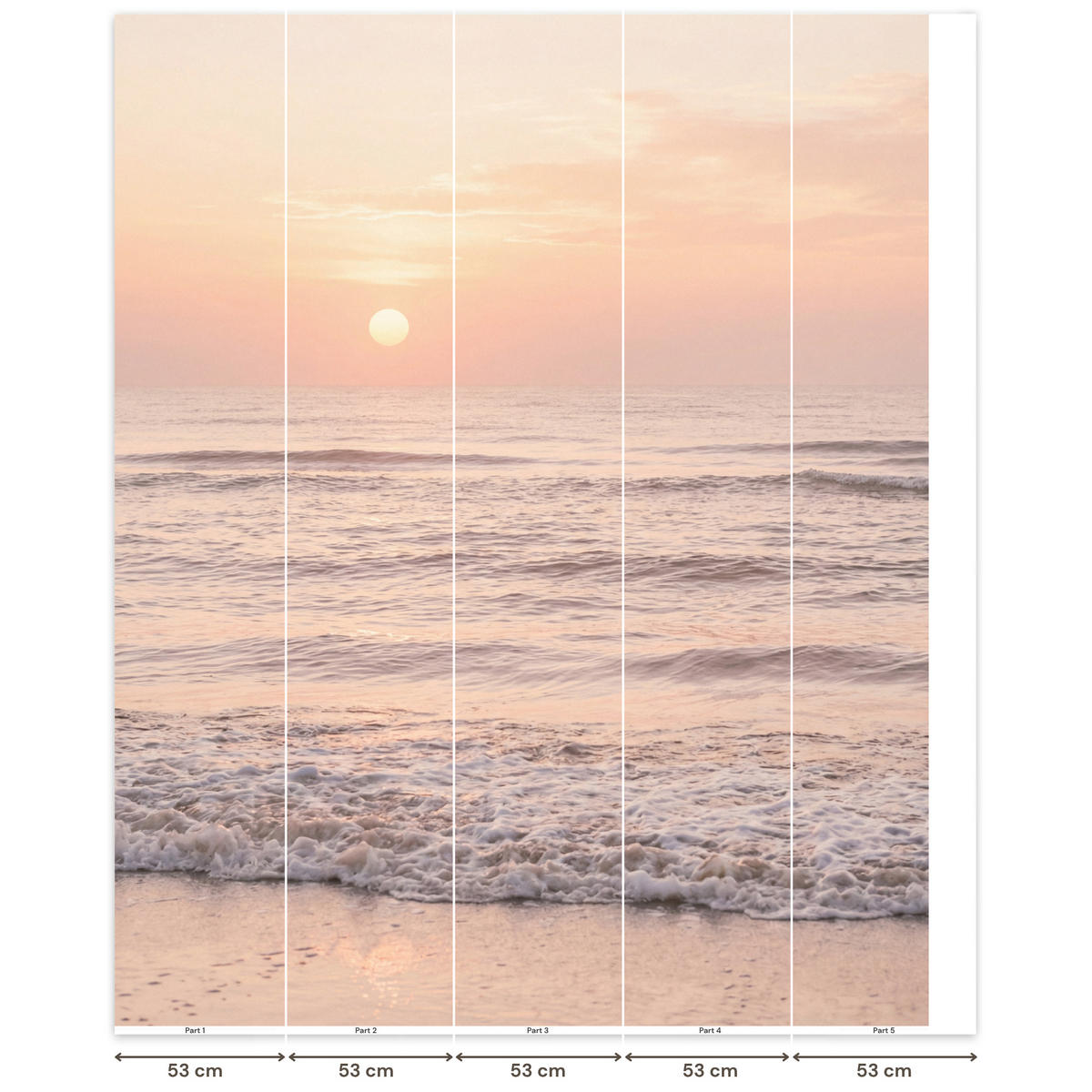 TAPETE - Sonne - Strand - Rosa - 260x300 cm - Hellrosa, Papier (260/300cm) - OnlyWow