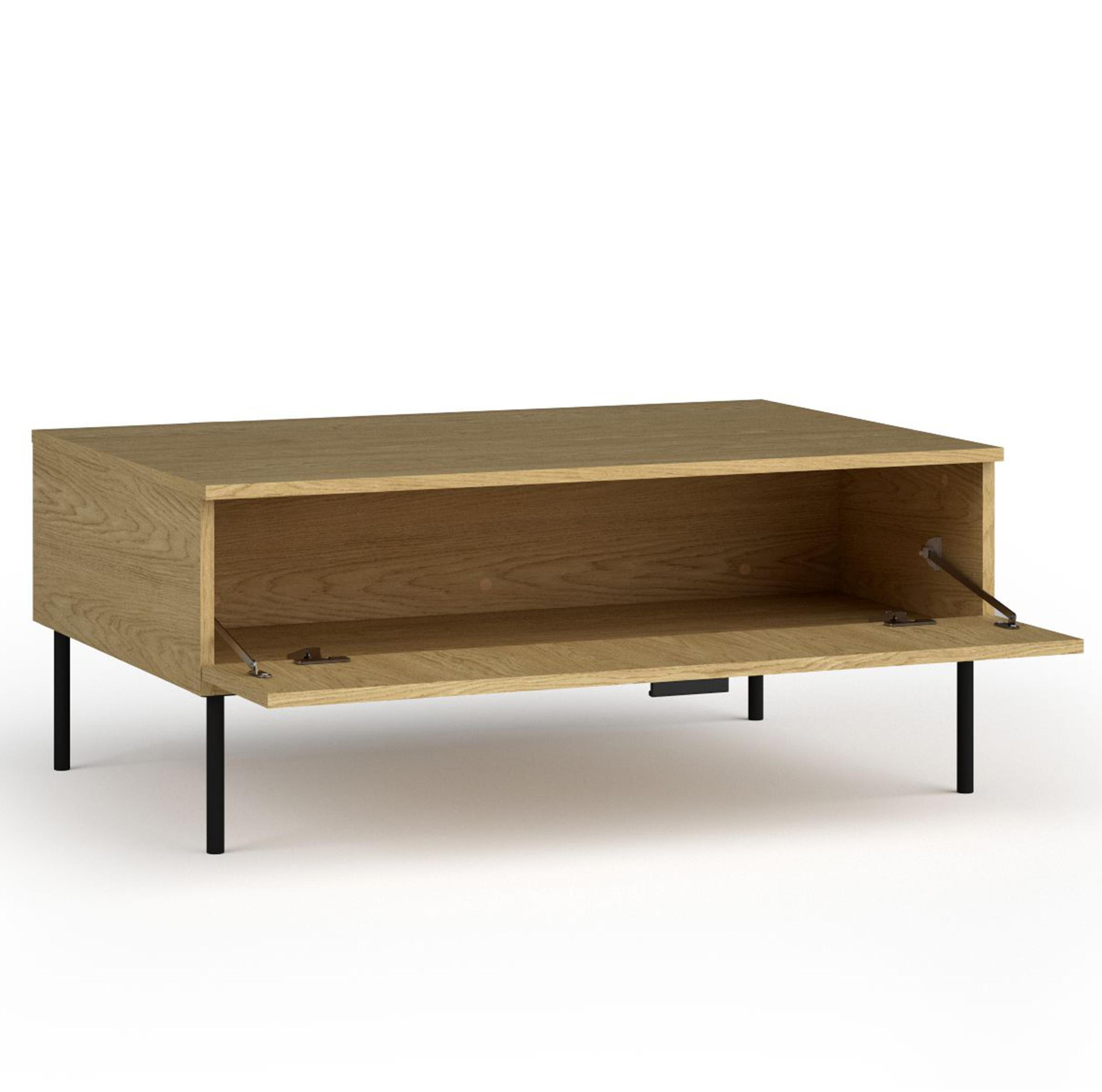 COUCHTISCH Brunelli 1T Eiche Baltic 100/41,6/66 cm - Eichefarben/Schwarz, Holzwerkstoff/Metall (66/100/41.6cm) - AX Living