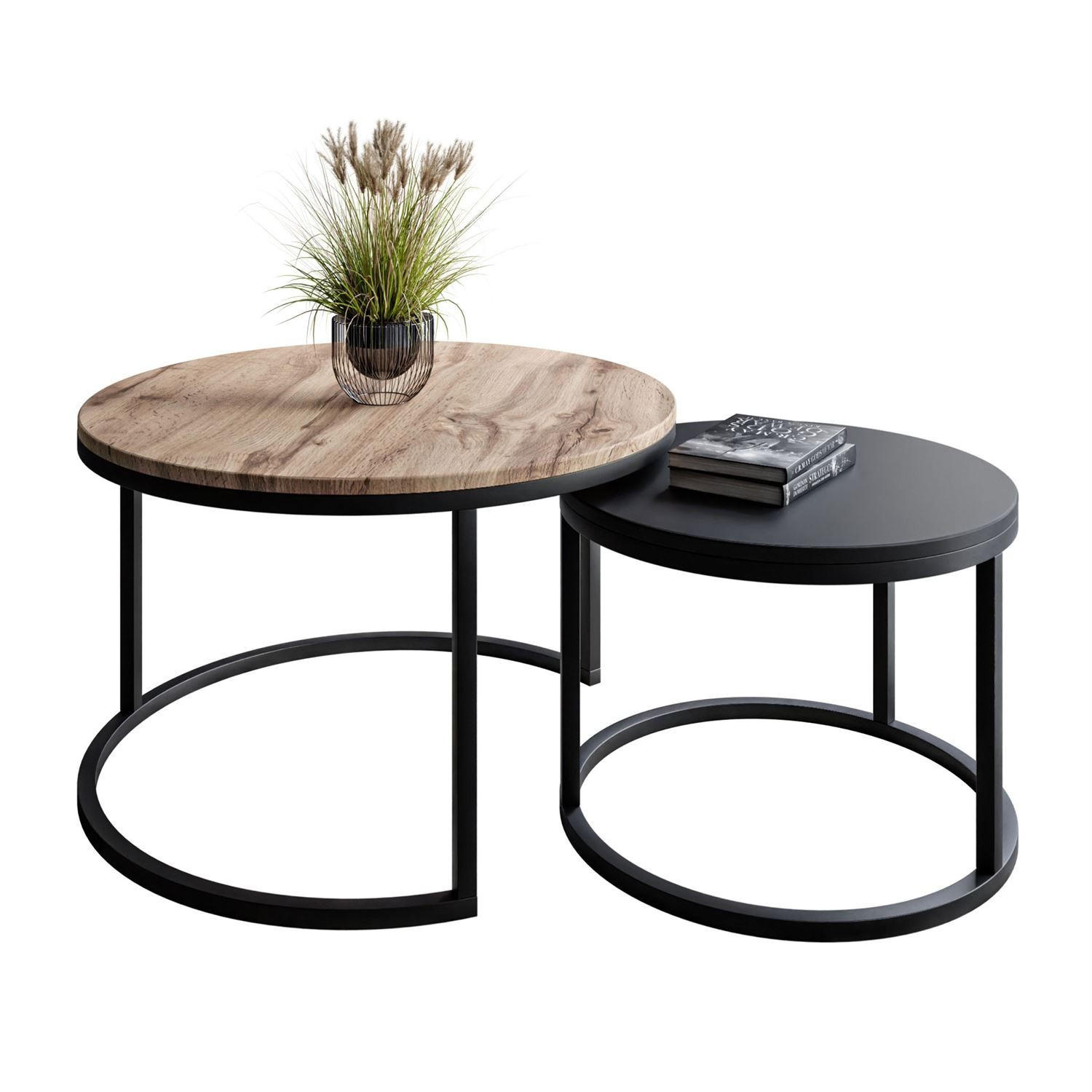 COUCHTISCH CIRI MIX SLIM 2-in-1 - Schwarz, Holzwerkstoff (70/70/48cm) - Lookway