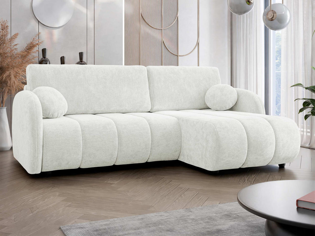 ECKSOFA Zara 2rLC - Creme/Schwarz, Holz/Kunststoff (233/160cm) - MIRJAN24