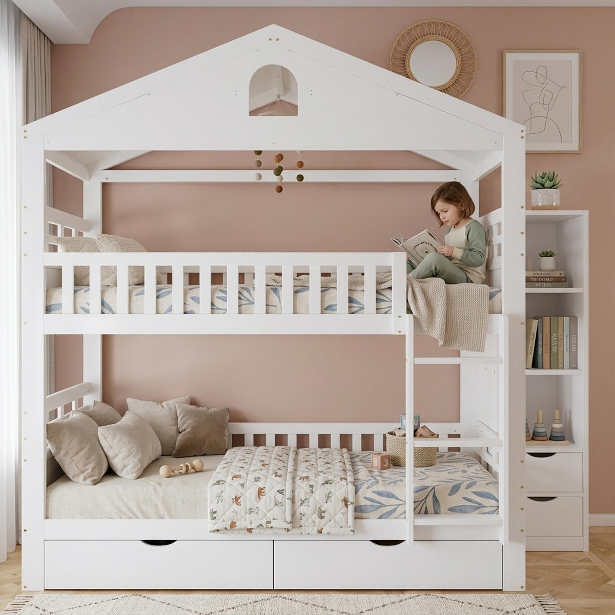 ETAGENBETT 90/200 cm Weiß - Weiß, Holz