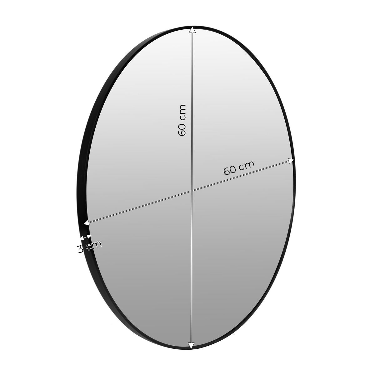 WANDSPIEGEL rund 60cm - Schwarz, Glas (60/60/3cm) - Mat-Haus