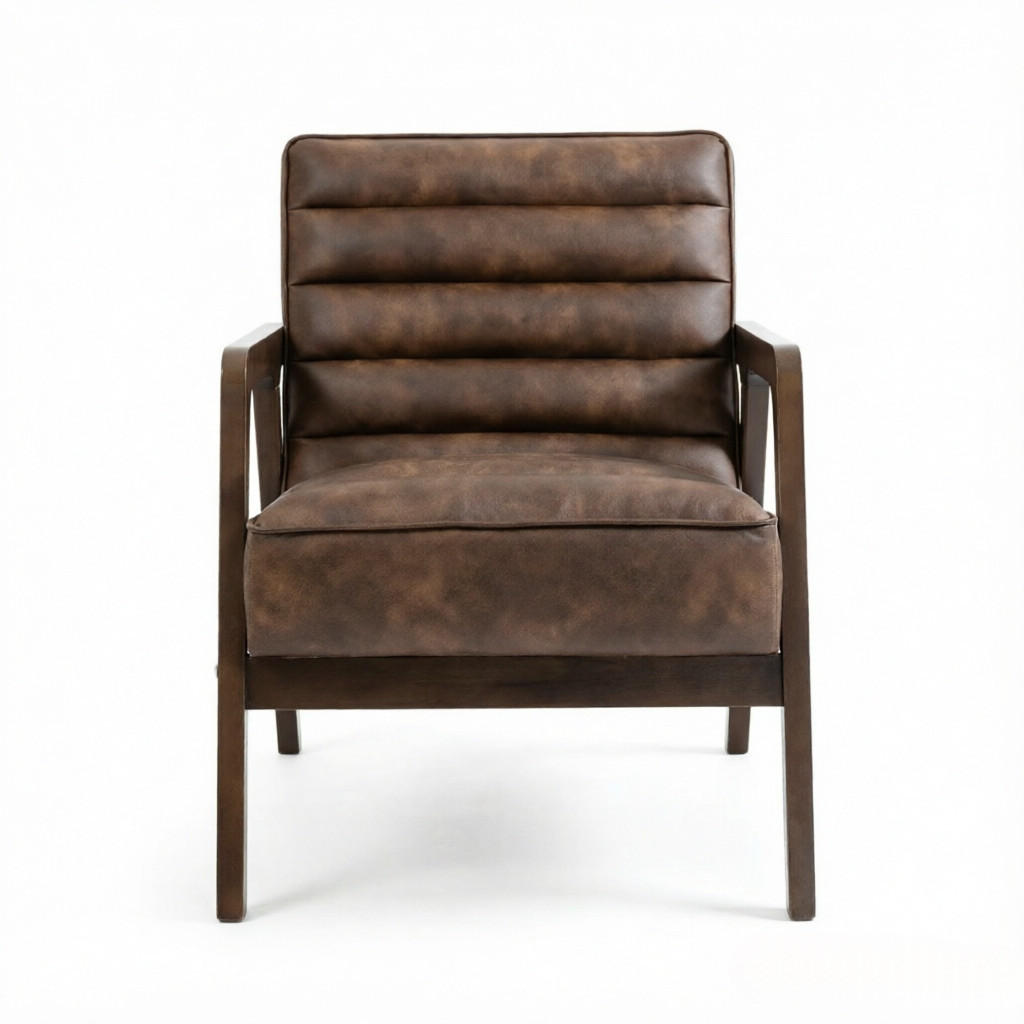 SESSEL Massivholz mit PU-Bezug, DE-42176, Braun antik - Braun, Holz (86/79/64cm) - ComfortXL