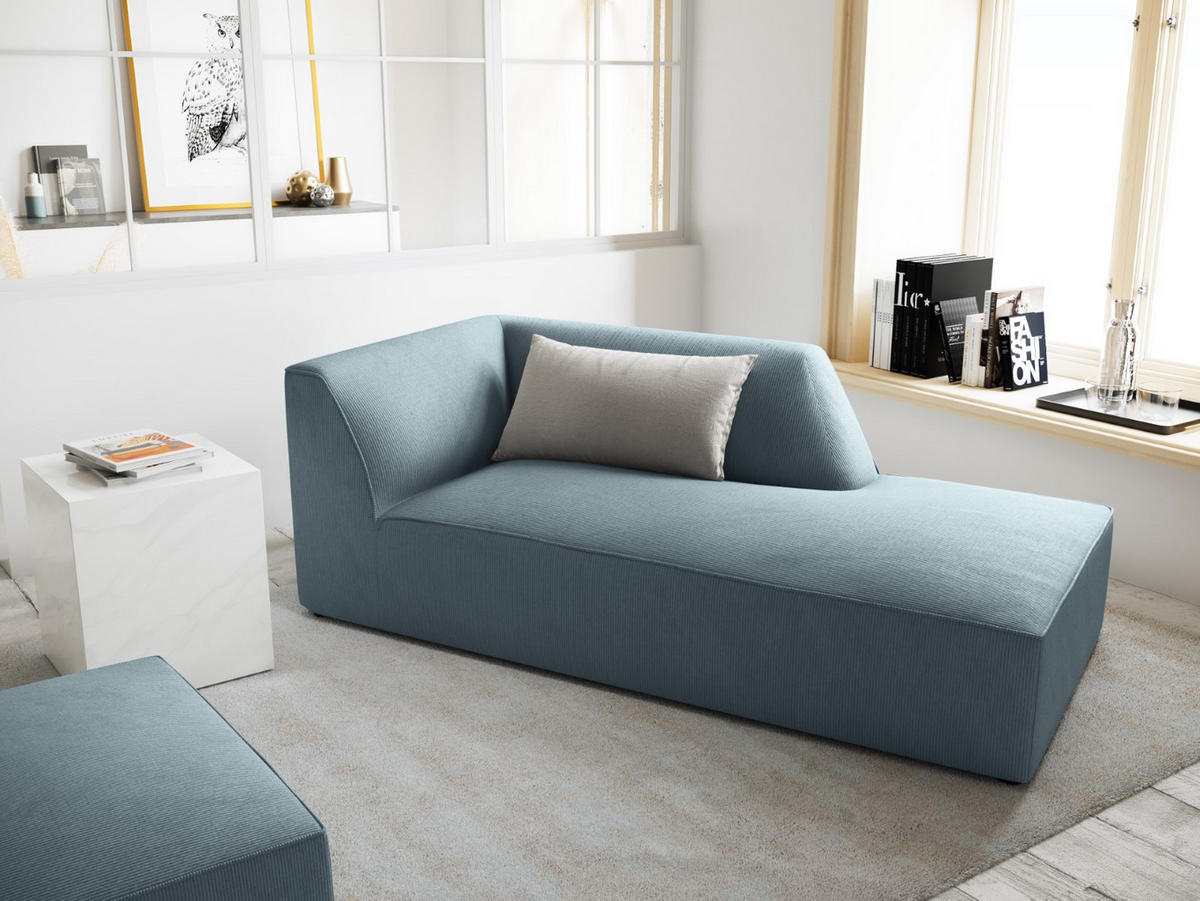 CHAISELONGUE rechts Ruby aus Cord hellblau - Hellblau, Textil (93/69/180cm) - Micadoni