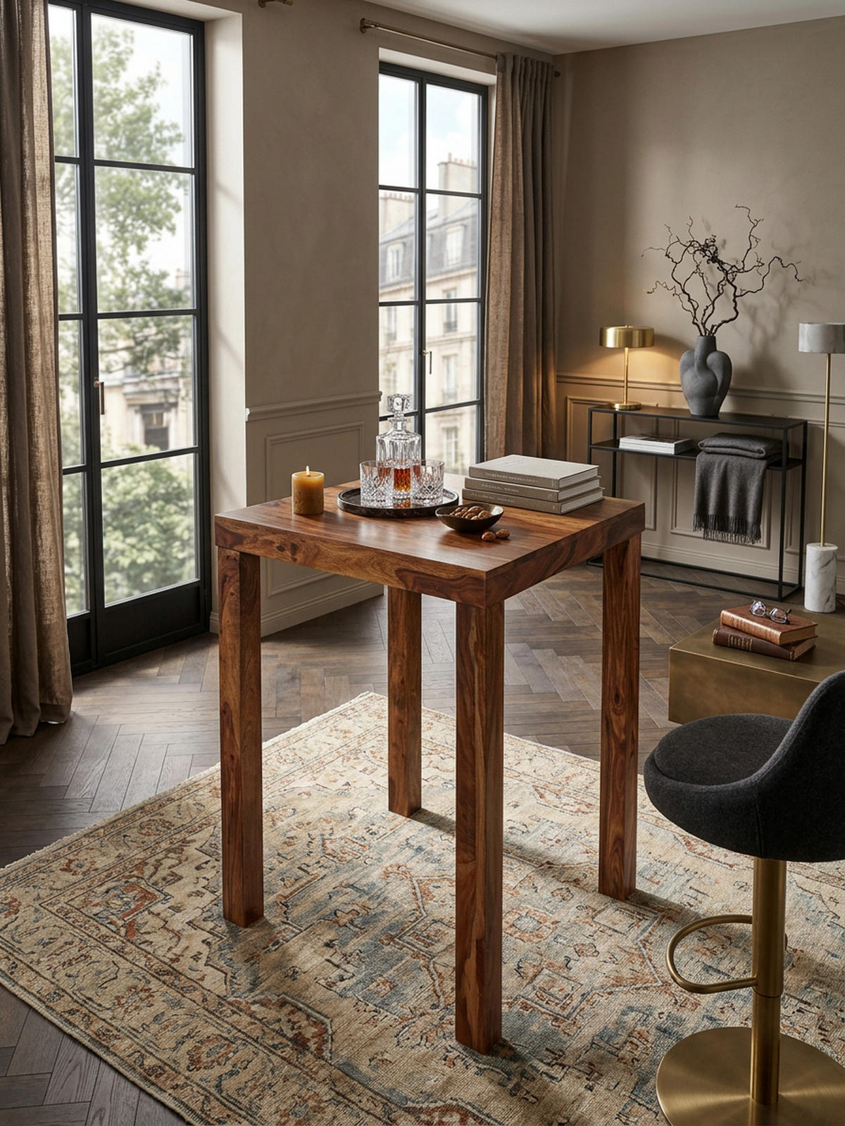 BARTISCH – Rustikal, Massivholz, stabile Konstruktion, individuelles Design - Braun, Holz (80/80/110cm) - KADIMA DESIGN