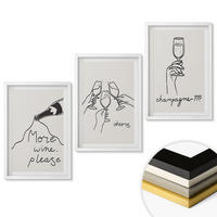 WANDBILDER 3er-Set - 40x60 cm Weißer Rahmen - Champagner-Wein-Linienzeichnung - Weiß, Kunststoff (40/60cm) - ArtPrintCave