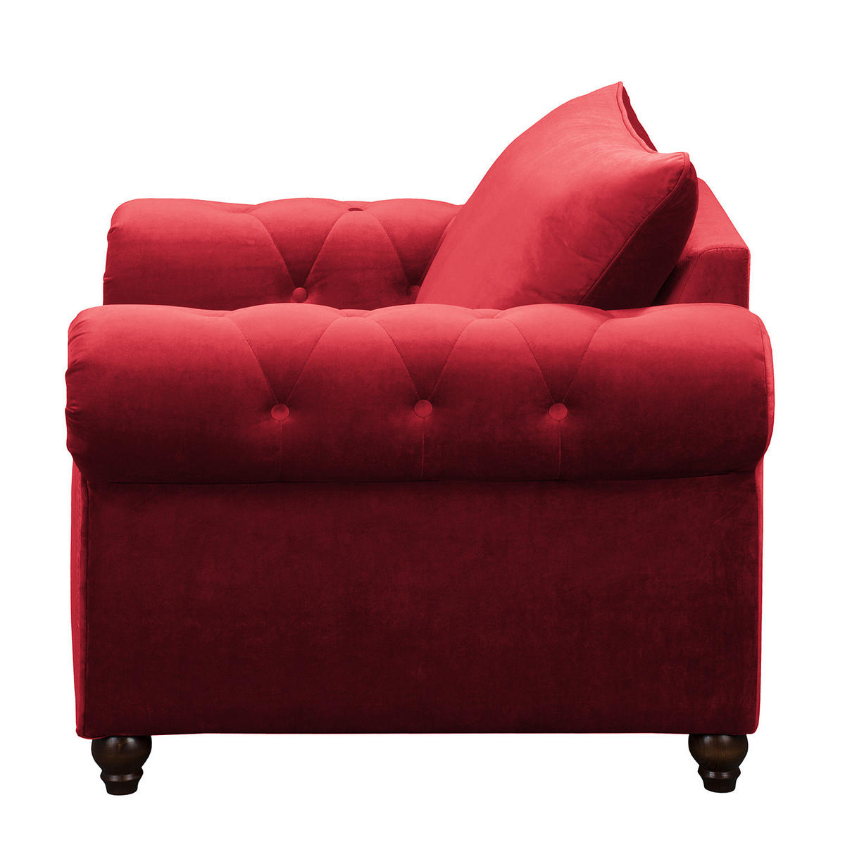 SESSEL - Samt - Silberfarben/Rot, Buchenholz/Textil (120/90/93cm) - home24