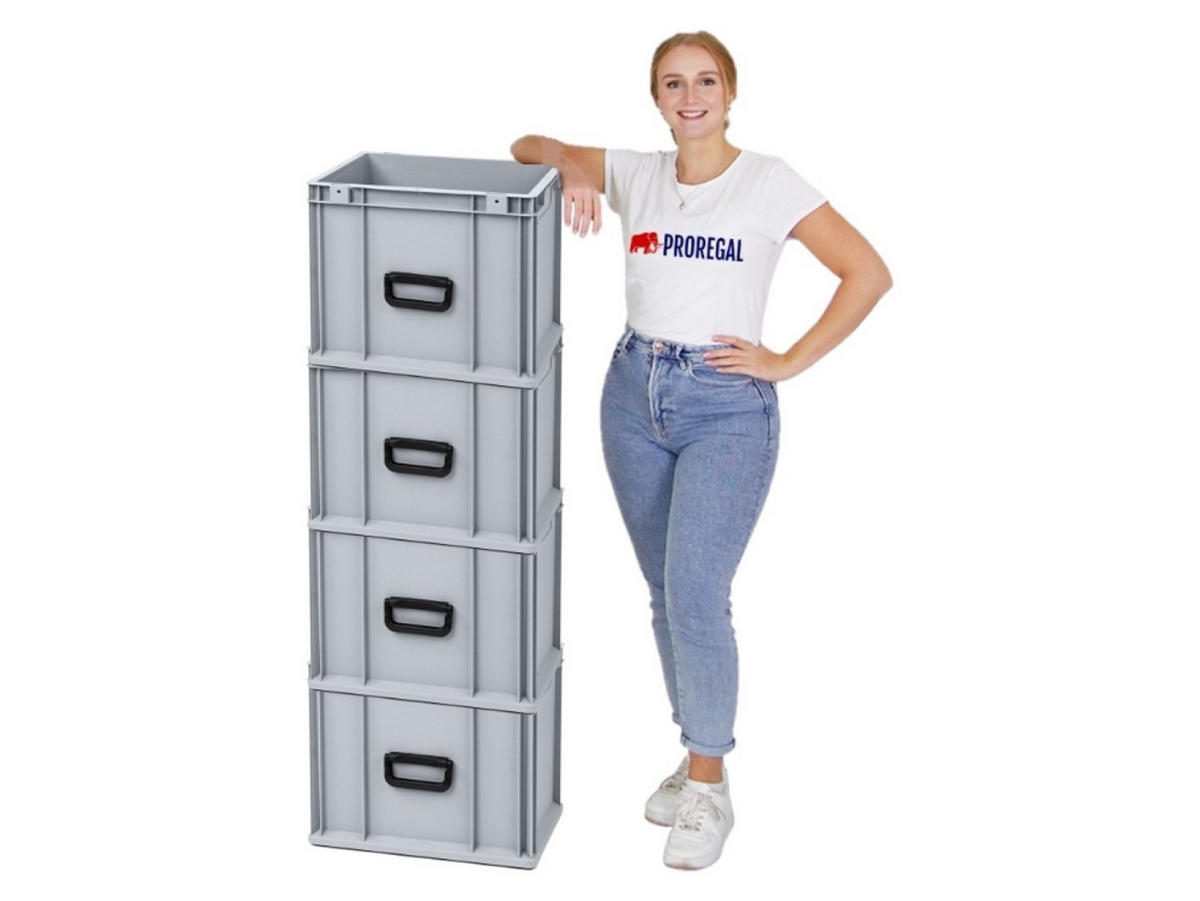 EUROBOX 4x Nextgen Portable Uno 32x30x40cm 30 Liter - Grau, Kunststoff (30/32/40cm) - PROREGAL