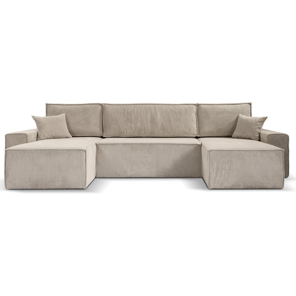 Beautysofa SEDACÍ SOUPRAVA Hektor U s funkcí spaní, 377 cm, béžová