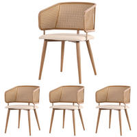 ARMLEHNSTUHL-SET DE-35570 4 Stück mit PU-Leder-Kissen Beige - Beige, Metall (51/79/47cm) - ComfortXL