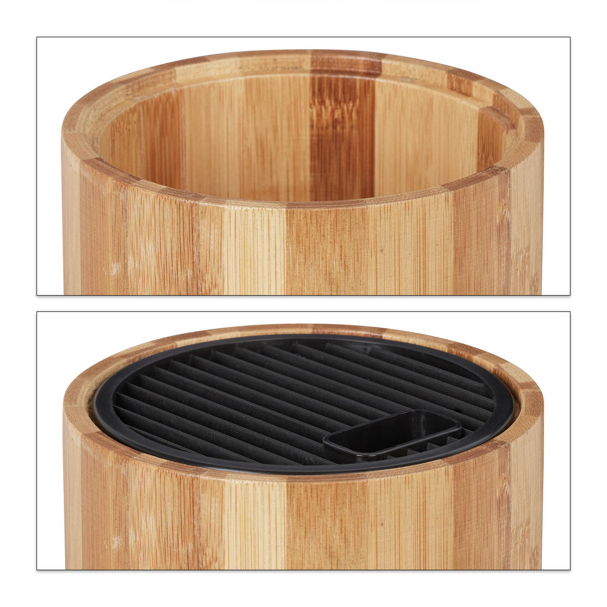 MESSERBLOCK - Hellbraun, Holz/Kunststoff (12.5/23/12.5cm) - Relaxdays