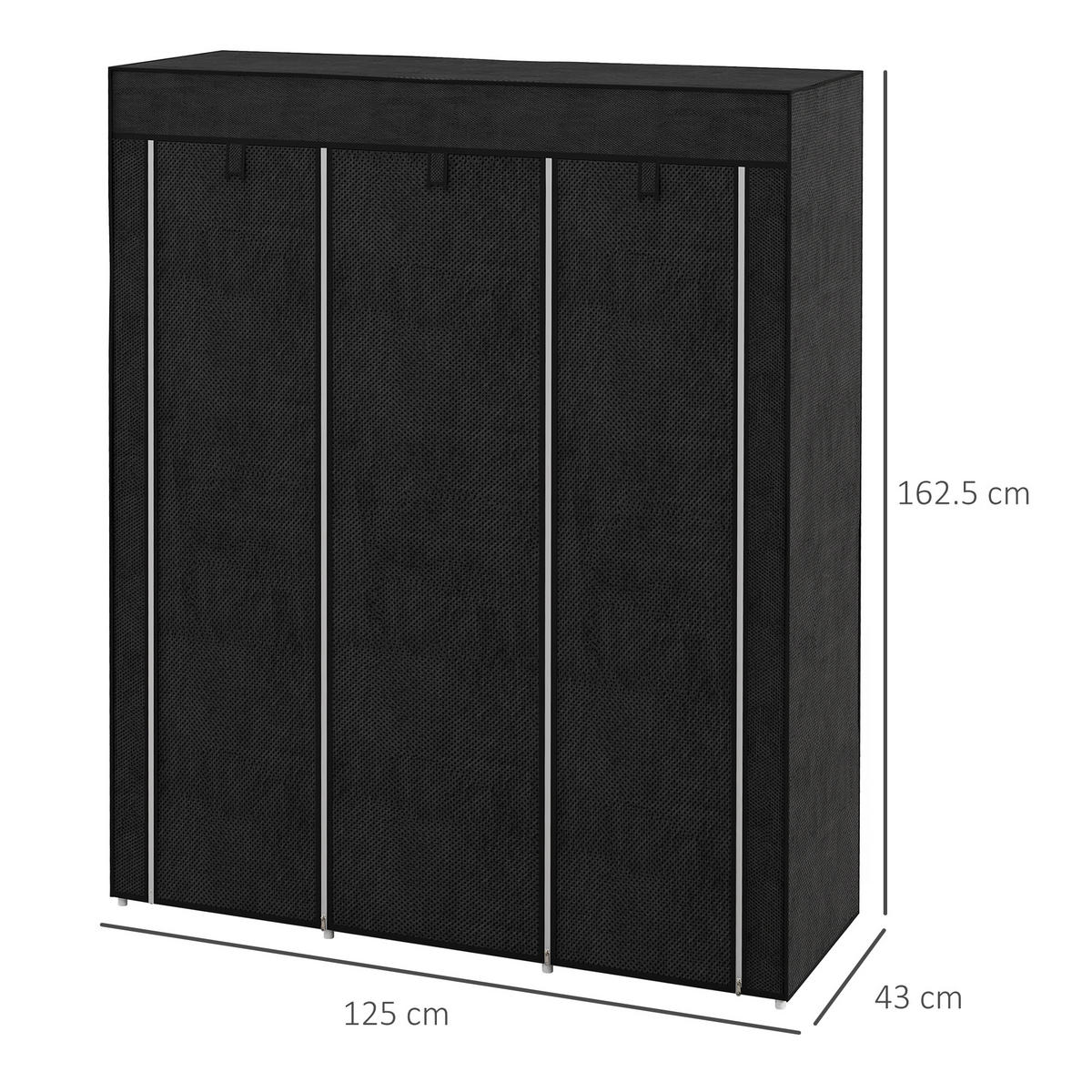 STOFFSCHRANK Schwarz 1 Stück - Schwarz, Metall (125/162.5/43cm) - GiPP