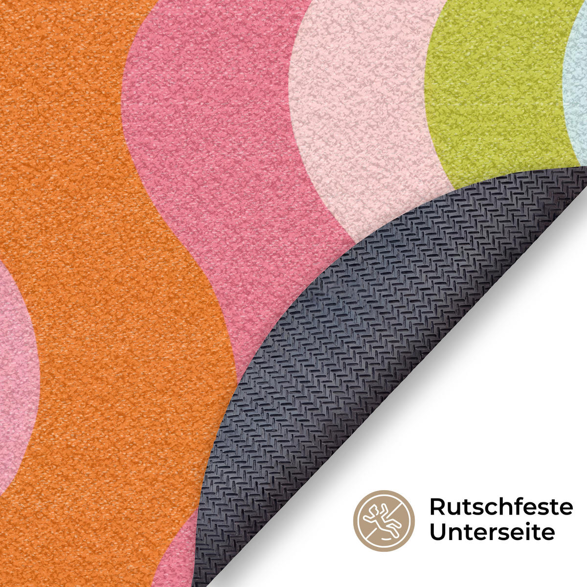 FUSSMATTE Bahnen - Wellen - Bunt - Vertikal Fußabtreter 120x120 cm - Multicolor, Kunststoff (120/120cm) - MuchoWow