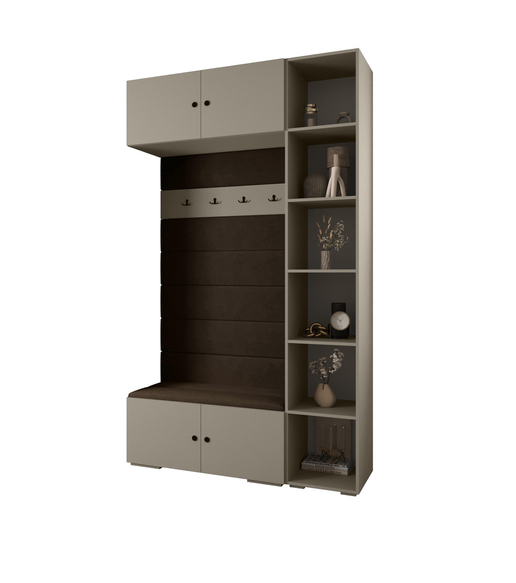 Abiks Möbel Garderoben-Set Kaschmir, Braun, Schwarz 140x236.7x47 cm