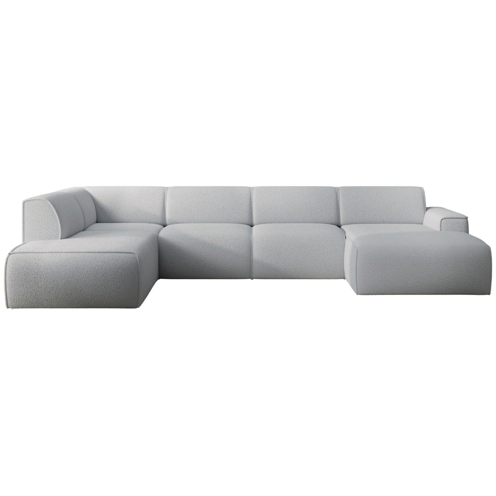 WOHNLANDSCHAFT Bouvi Hellgrau links - Hellgrau/Schwarz, Kunststoff/Textil (378/220cm) - Selsey
