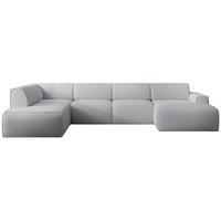 WOHNLANDSCHAFT Bouvi Hellgrau links - Hellgrau/Schwarz, Kunststoff/Textil (378/220cm) - Selsey