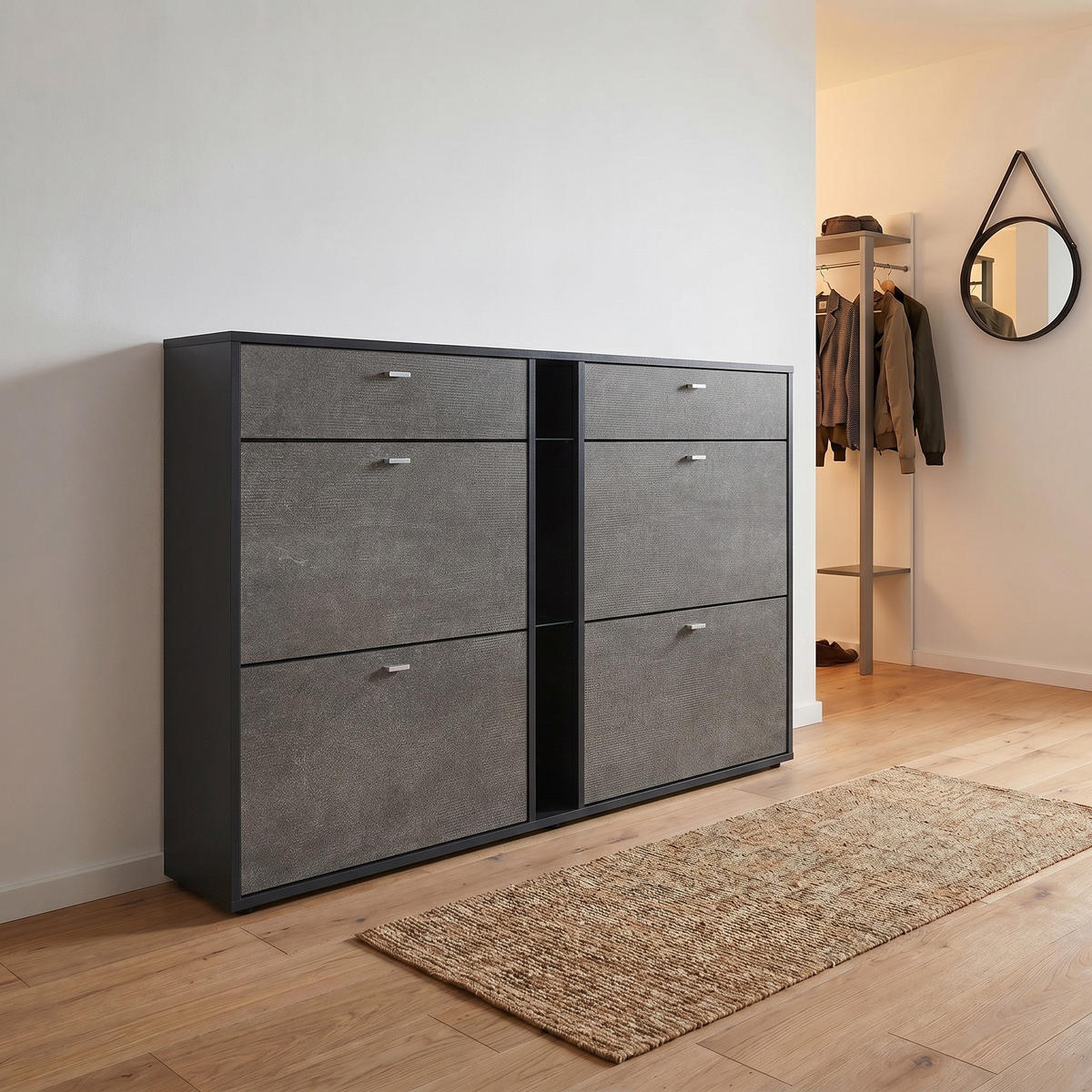 SCHUHSCHRANK Today Fronten in Braun meliert - Graubraun, Holzwerkstoff (155.5/95/28cm) - Vladon