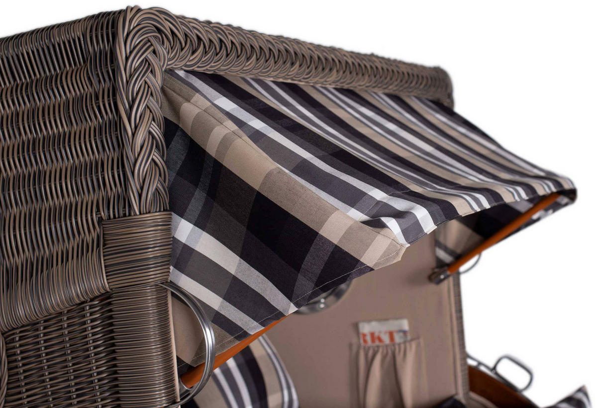 STRANDKORB 2-Sitzer Düne Mahagoni 583 - Beige/Schwarz, Holz (125/170/80cm) - Mr. Deko