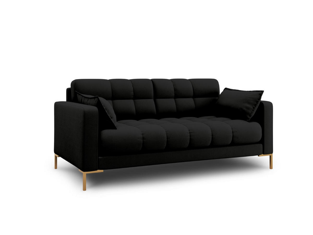 SOFA Mamaia aus strukturiertem Stoff schwarz 2 Sitzplätze - Schwarz, Textil (92/75/152cm) - Micadoni
