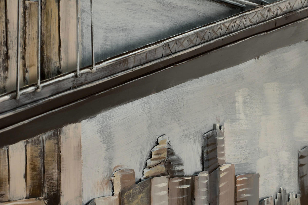 METALLBILD Grau 144/44 cm - Blau/Grau, Metall (144/44cm) - KUNSTLOFT