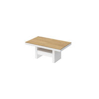 COUCHTISCH rechteckig Eiche Natur Weiß Hochglanz Höhenverstellbar ausziehbar 12/75/55 cm - Weiß Hochglanz/Eichefarben, Holzwerkstoff (75/120/55cm)