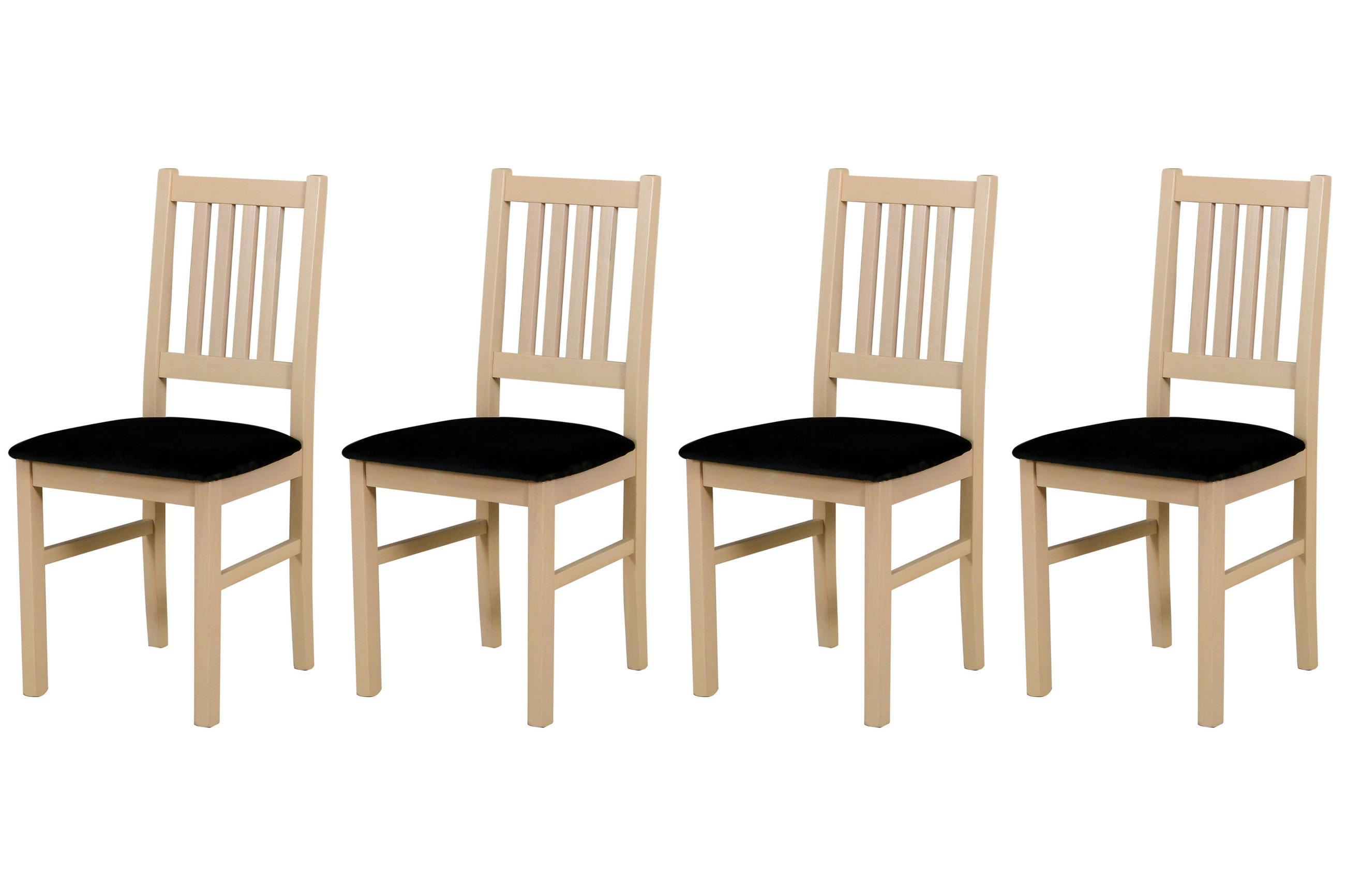 STUHL Bos 1 (4er Set) - Schwarz/Sonoma Eiche, Holz (43/94/40cm) - Leaf Design