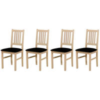 STUHL Bos 1 (4er Set) - Schwarz/Sonoma Eiche, Holz (43/94/40cm) - Leaf Design