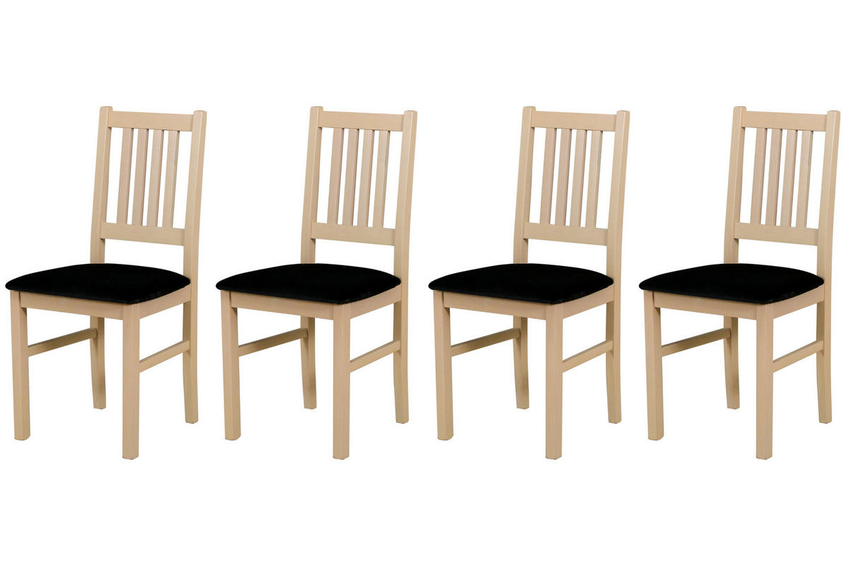 STUHL Bos 1 (4er Set) - Schwarz/Sonoma Eiche, Holz (43/94/40cm) - Leaf Design