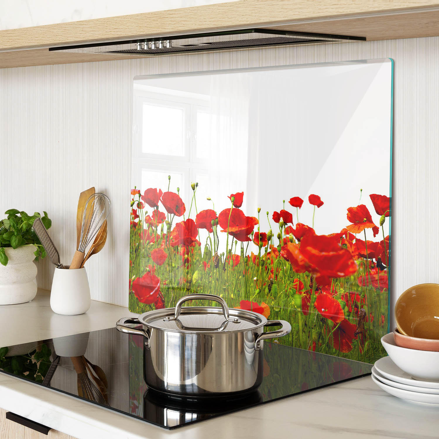 GLASPLATTE 60x52 cm Feldmohn - Rot, Glas (60/0.4/52cm) - TULUP