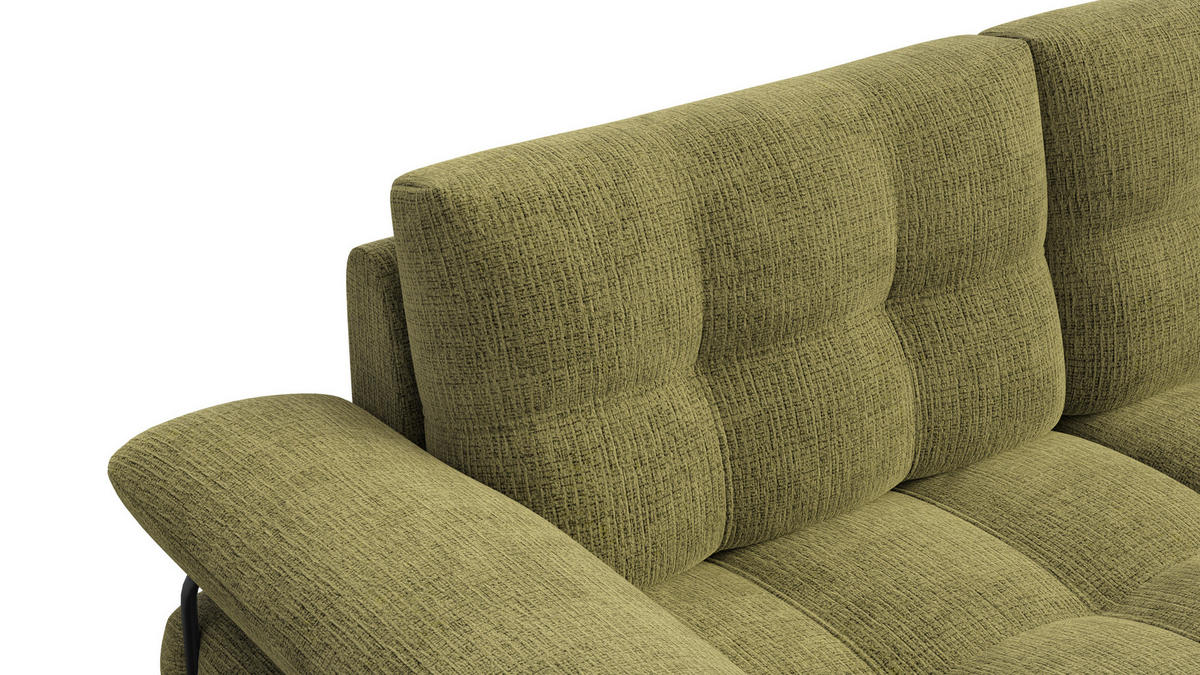 SOFA BUBBARA 2,5-Sitzer, olivgrün - Schwarz/Olivgrün, Holz/Textil (215/87/96cm) - Courtois Laville