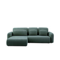 ECKSOFA NEST L Universal mit Schlaffunktion 157x240 Webstoff Dunkelgrün - Dunkelgrün/Schwarz, Holz/Textil (280/187cm) - Muffo