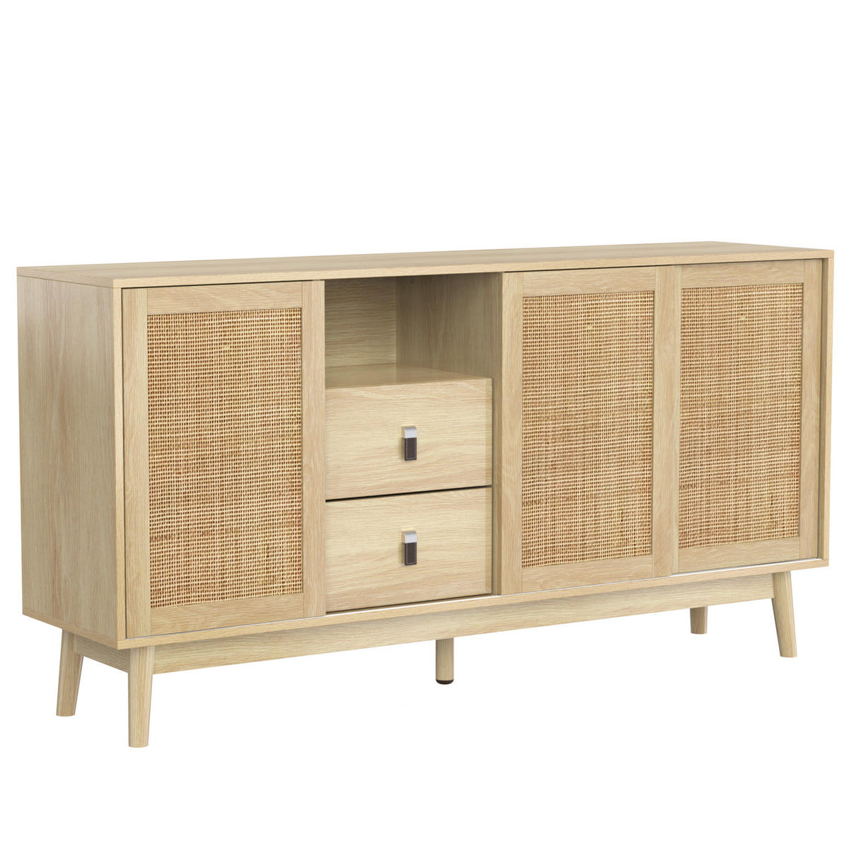SIDEBOARD 155/38/80 cm Holzfarbe aus MDF und Spanplatte mit Schiebetüren - Naturfarben, Holzwerkstoff (38/80/155cm) - OKMYHOME