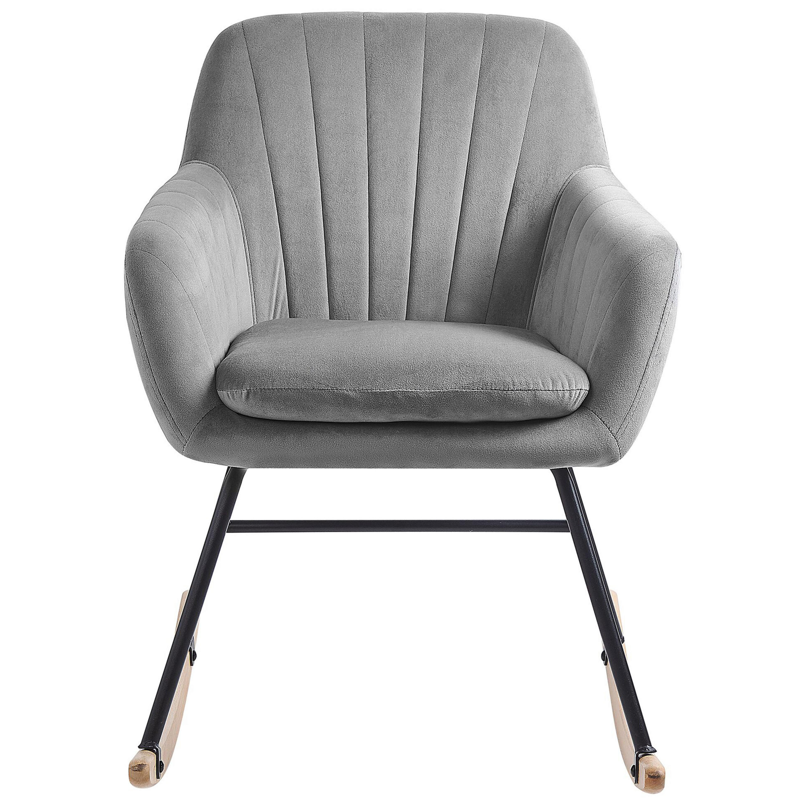 SCHAUKELSTUHL Samtstoff Grau Liarum - Grau, Holz/Textil (60/82/74cm) - Beliani