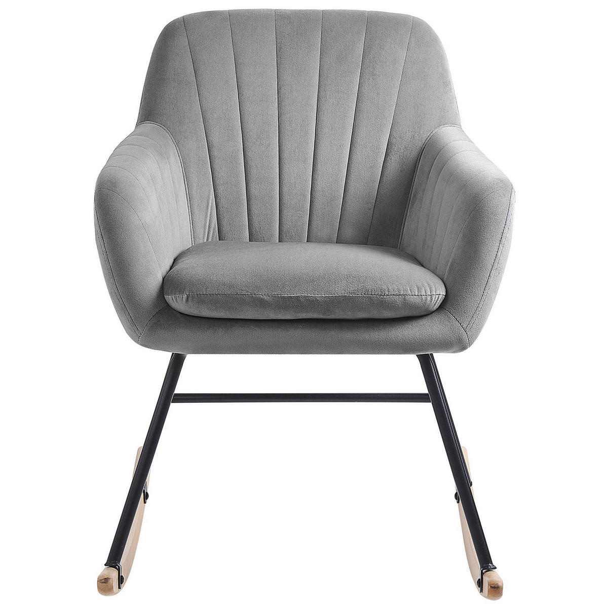 SCHAUKELSTUHL Samtstoff Grau Liarum - Grau, Holz/Textil (60/82/74cm) - Beliani