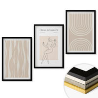 WANDBILDER 3er-Set - 40x60 cm Schwarzer Rahmen - Abstrakte Boho-Dekorationen - Schwarz, Kunststoff (40/60cm) - ArtPrintCave