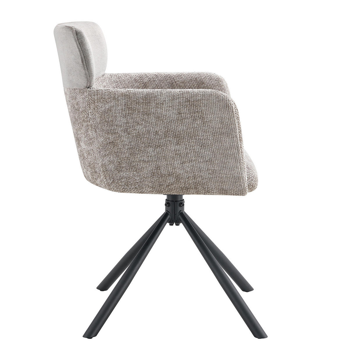 DREHBARER ARMLEHNENSTUHL - Chenille / Eisen - Grau / Schwarz - Grau, Textil/Metall (59/87/62cm) - home24