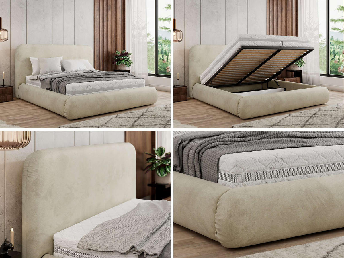 POLSTERBETT BENEA CLASSIC 200/200 - Beige Velvet - Pocket-Matratze - Beige, Textil (200/200cm) - MKS