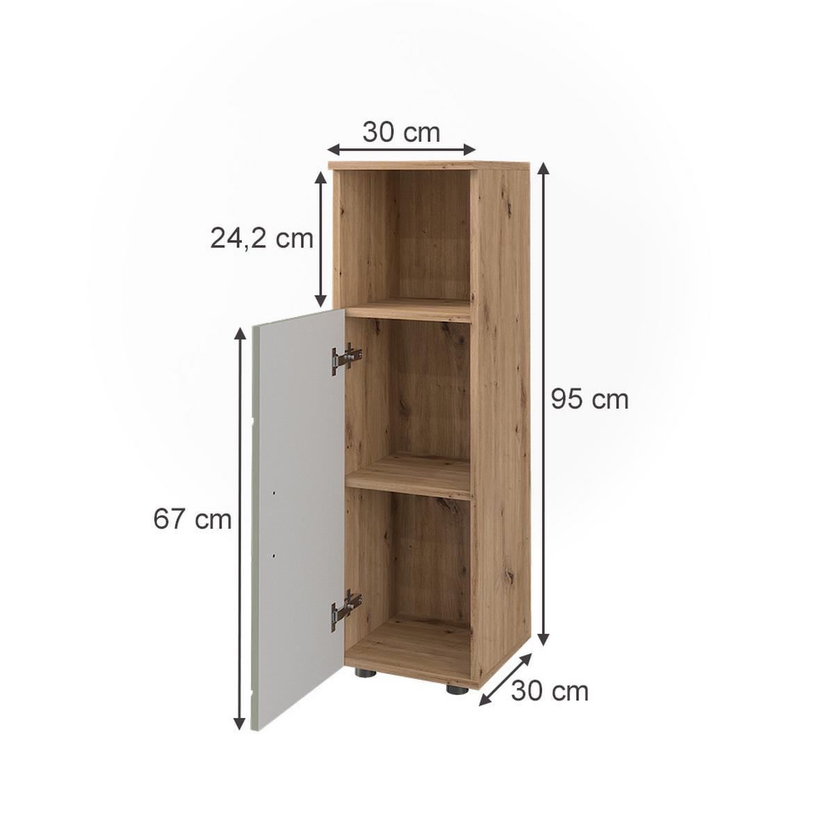 MIDISCHRANK Irma Salbeigrün 30 x 95 cm - Salbeigrün, Holzwerkstoff (30/95/30cm) - Vicco