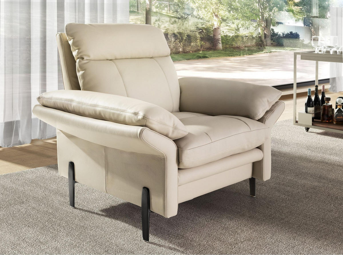 SESSEL Sessel aus taupegrauem Leder 110/96/94 cm - Taupe/Greige, Leder/Metall (110/94/96cm) - ANGEL CERDA