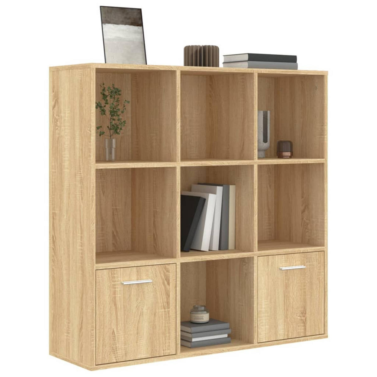BÜCHERSCHRANK mit 7 Fächern, 2 Türen 98/30/98 cm aus Holzwerkstoff Sonoma-Eiche Dekor - Sonoma Eiche, Holz (98/98/30cm) - vidaXL