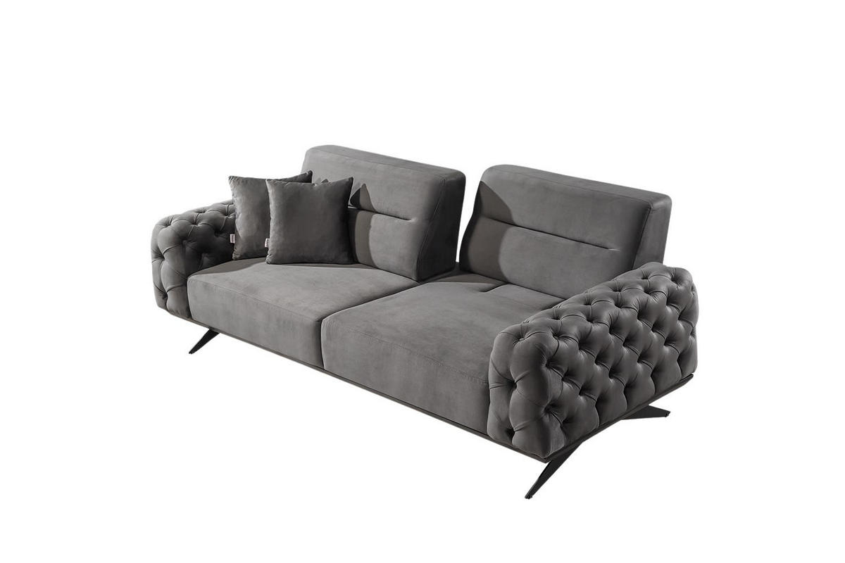 SITZGARNITUR Cuba, Grau Stellvariante 3+2 - Grau, Textil (230/85/100cm) - Villa Möbel