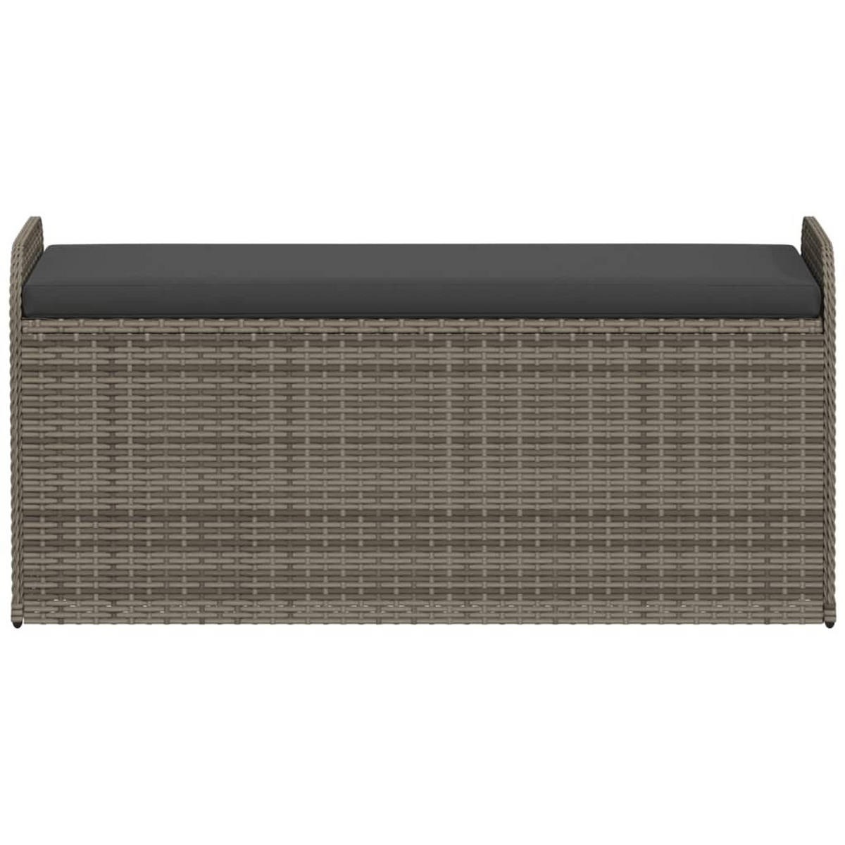 SITZBANK Mit Stauraum & Kissen Grau 115/51/52 Cm Poly Rattan - Schwarz/Grau, Kunststoff/Textil (115/52/51cm) - vidaXL