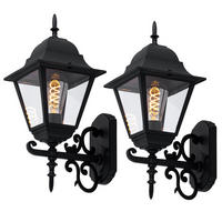LED AUSSENLEUCHTE Aluminium Schwarz 2er Set - Schwarz, Glas (44.5/18.5/24.5cm)